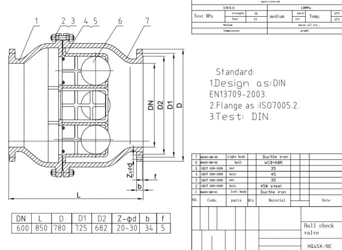 Taille multi coulissante malléable DN400 DN500 0 de clapet anti-retour de boule du fer GGG50 grande